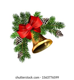 Christmas fir garland on white Vector