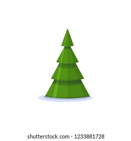 Christmas fir, isolated vector illustration. Modern flat style.