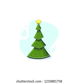 Christmas fir, isolated vector illustration. Modern flat style.