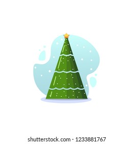 Christmas fir, isolated vector illustration. Modern flat style.