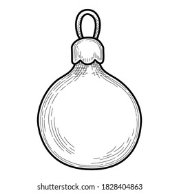 Christmas fir tree ball toy icon. Hand drawn and outline illustration of Christmas fir tree ball toy vector icon for web design