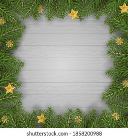 christmas fir tree border for decor and picture frame vector illustration