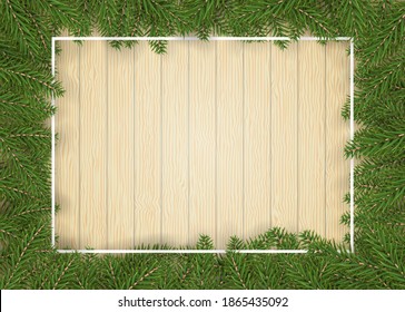christmas fir tree border for decor and picture frame vector illustration.