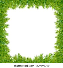 Christmas Fir Tree Frame, Vector Illustration