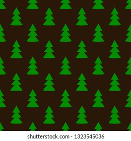 Christmas fir tree green dark art seamless pattern