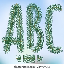 Christmas fir tree letters and figures typeface vector  font symbols.