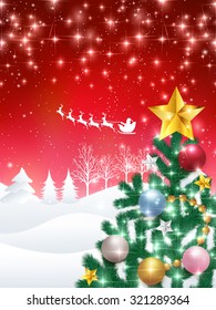 Christmas fir tree Santa