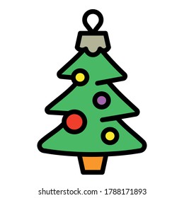 Christmas fir tree toy icon. Outline Christmas fir tree toy vector icon for web design isolated on white background