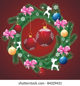 christmas fir wreath with decoration