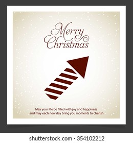 Christmas fire cracker. Abstract red poster front page template with snowflake background