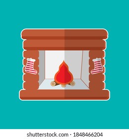 Fondo plano del icono del lugar de incendio de Navidad