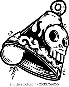 Christmas fire skull bell illustration