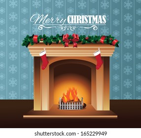 Christmas Fireplace. EPS 10 Vector, Grouped For Easy Editing. No Open Shapes Or Paths.