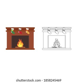 Christmas Fireplace Fill Outline Icon