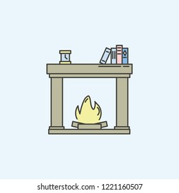 christmas fireplace flat icon. Element of house hold icon for mobile concept and web apps. Colored christmas fireplace flat icon can be used for web and mobile