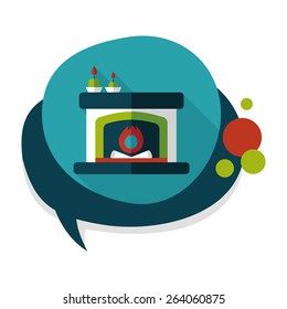 Christmas fireplace flat icon with long shadow,eps10