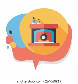 Christmas fireplace flat icon with long shadow,eps10
