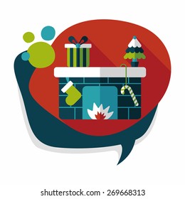 Christmas fireplace flat icon with long shadow,eps10
