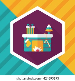 Christmas fireplace flat icon with long shadow,eps10