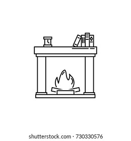 Christmas fireplace flat icon on white background
