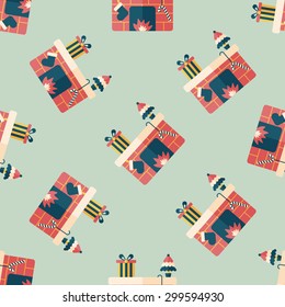 Christmas fireplace flat icon,eps10 seamless pattern background
