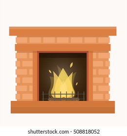 Christmas fireplace. Flat style vector illustration.