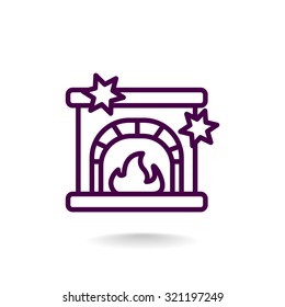 Christmas fireplace icon