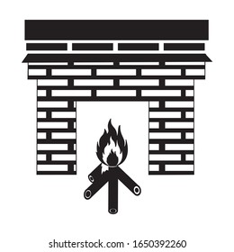 christmas fireplace icon set vector