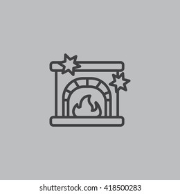  Christmas fireplace Icon Vector