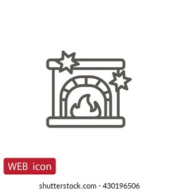 Christmas fireplace Icon Vector