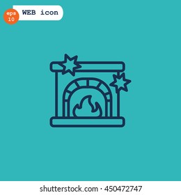  Christmas fireplace Icon Vector. 