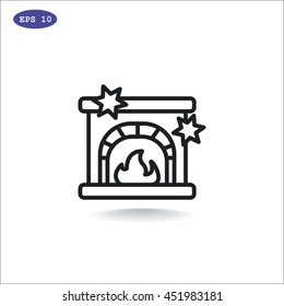  Christmas fireplace Icon Vector. 