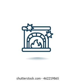  Christmas fireplace Icon Vector. 