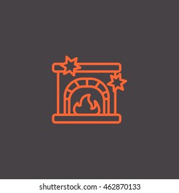  Christmas fireplace Icon Vector. 