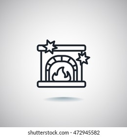  Christmas fireplace Icon Vector. 