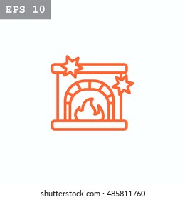  Christmas fireplace Icon Vector. 