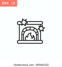  Christmas fireplace Icon Vector. 