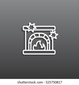  Christmas fireplace Icon Vector. 