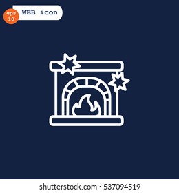  Christmas fireplace Icon Vector. 
