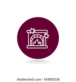  Christmas fireplace Icon Vector. 