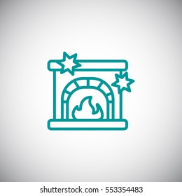  Christmas fireplace Icon Vector. 