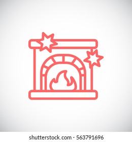  Christmas fireplace Icon Vector. 