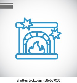  Christmas fireplace Icon Vector. 