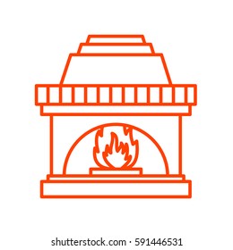 Christmas fireplace Icon Vector.