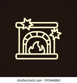  Christmas fireplace Icon Vector. 