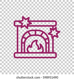  Christmas fireplace Icon Vector. 