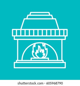 Christmas fireplace Icon Vector.