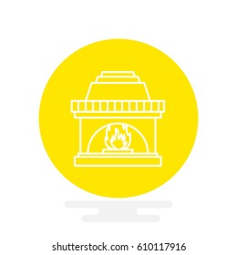 Christmas fireplace Icon Vector.