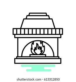 Christmas fireplace Icon Vector.