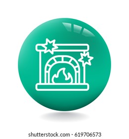  Christmas fireplace Icon Vector. 
